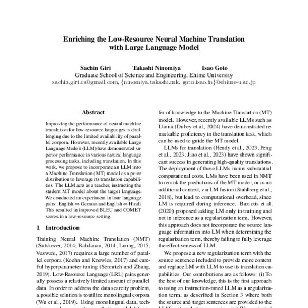 Enriching the Low-Resource Neural Machine Translation with Large ...