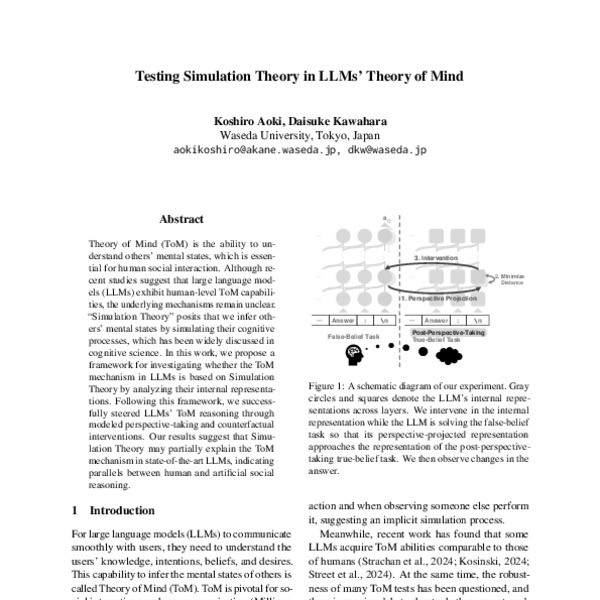 Testing Simulation Theory in LLMs’ Theory of Mind - ACL Anthology