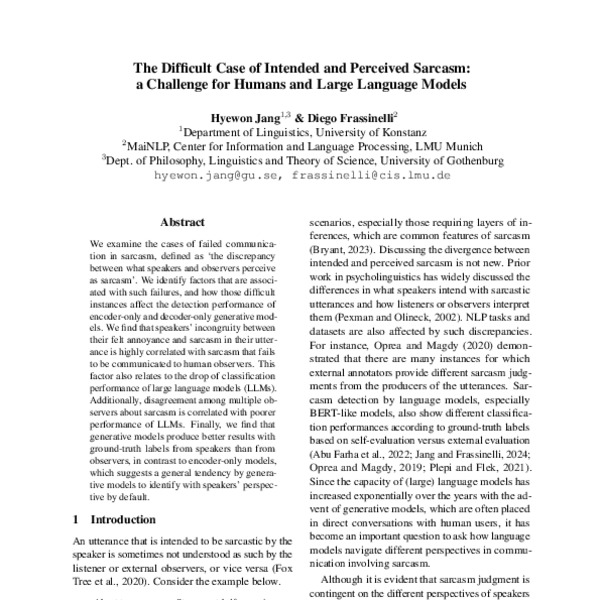 The Difficult Case of Intended and Perceived Sarcasm: a Challenge for ...