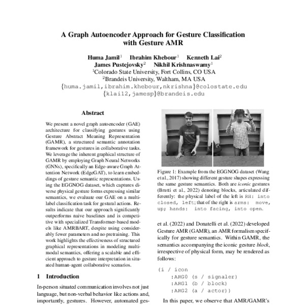 A Graph Autoencoder Approach for Gesture Classification with Gesture ...