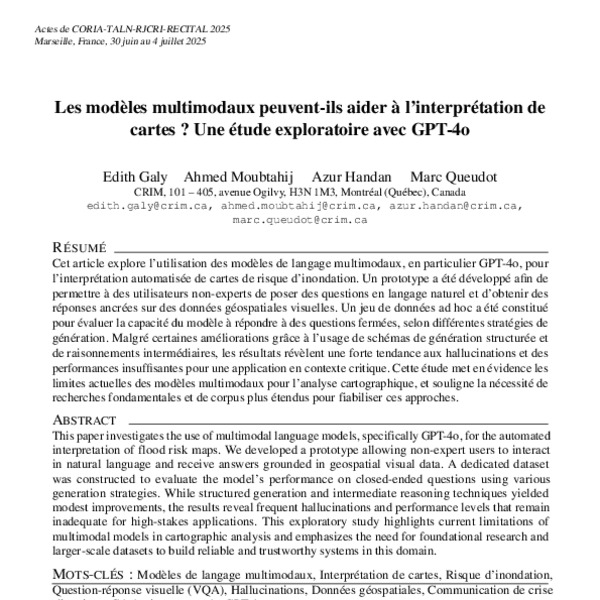 Les modèles multimodaux peuvent-ils aider à l’interprétation de cartes ...