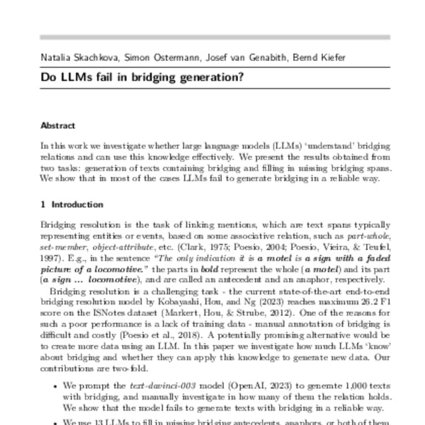 Do LLMs fail in bridging generation?