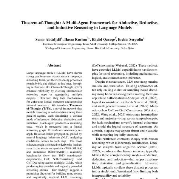 Theorem-of-Thought: A Multi-Agent Framework for Abductive, Deductive ...