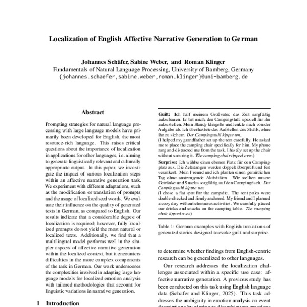 Localization of English Affective Narrative Generation to German - ACL ...