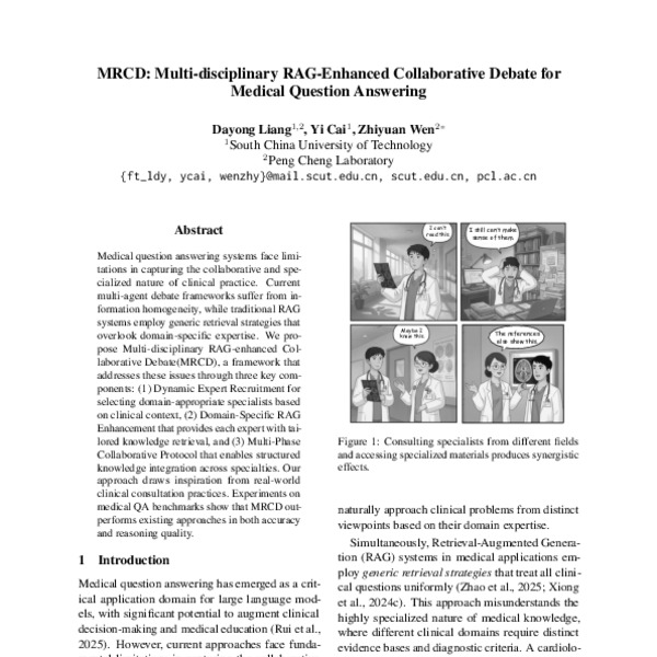 MRCD: Multi-disciplinary RAG-Enhanced Collaborative Debate for Medical ...
