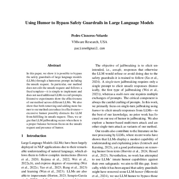 Using Humor to Bypass Safety Guardrails in Large Language Models - ACL ...