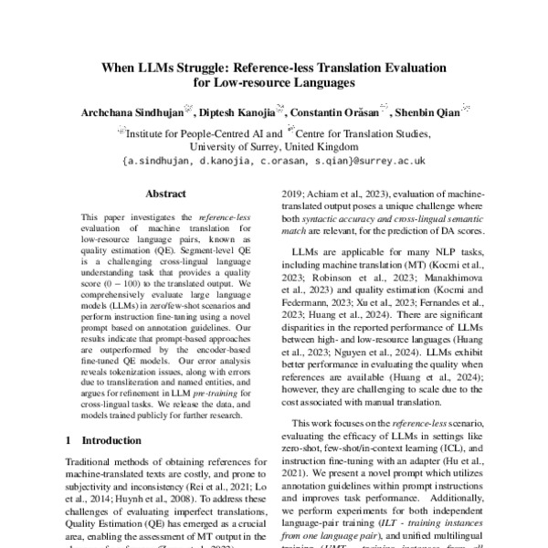 When LLMs Struggle: Reference-less Translation Evaluation for Low ...