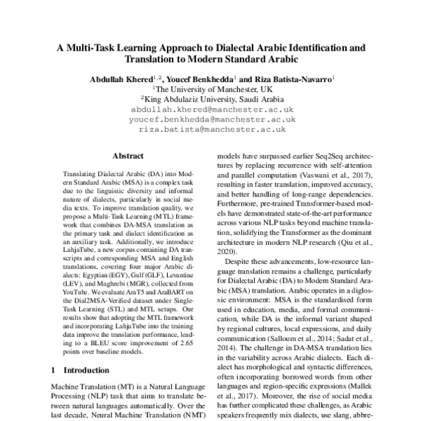 A Multi-Task Learning Approach to Dialectal Arabic Identification and ...