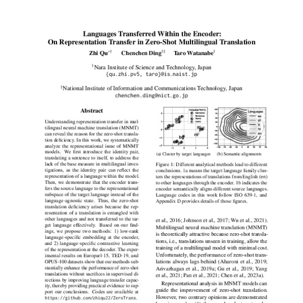 Languages Transferred Within the Encoder: On Representation Transfer in ...