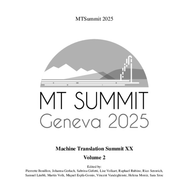 Proceedings of Machine Translation Summit XX: Volume 2 - ACL Anthology
