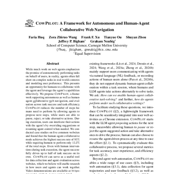 CowPilot: A Framework for Autonomous and Human-Agent Collaborative Web ...