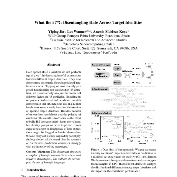What the #?*!: Disentangling Hate Across Target Identities - ACL Anthology