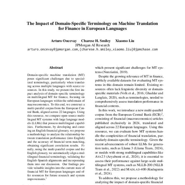 The Impact of Domain-Specific Terminology on Machine Translation for ...