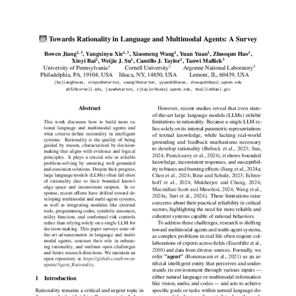 Towards Rationality in Language and Multimodal Agents: A Survey - ACL ...
