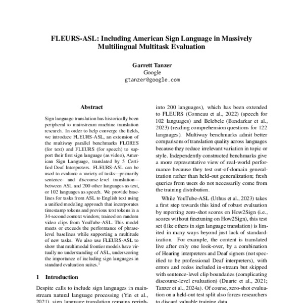 FLEURS-ASL: Including American Sign Language in Massively Multilingual ...