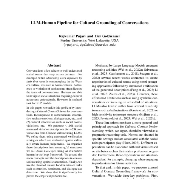 LLM-Human Pipeline for Cultural Grounding of Conversations - ACL Anthology