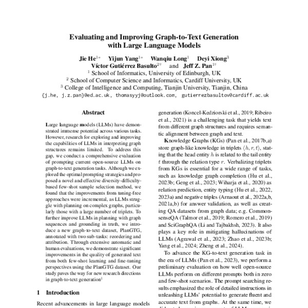 Evaluating and Improving Graph to Text Generation with Large Language ...
