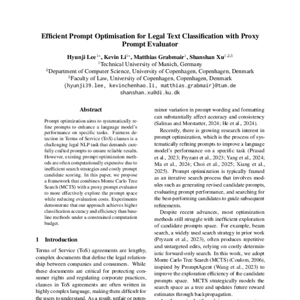 Efficient Prompt Optimisation for Legal Text Classification with Proxy Prompt Evaluator - ACL ...