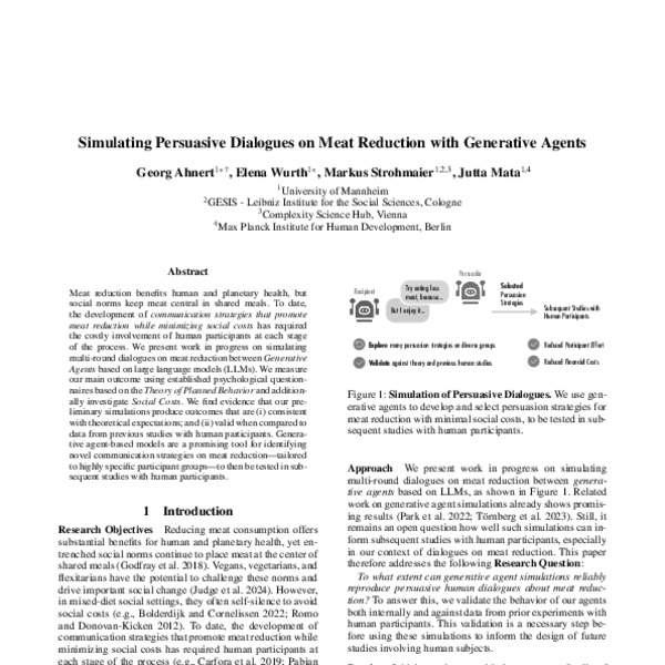 Simulating Persuasive Dialogues on Meat Reduction with Generative Agents