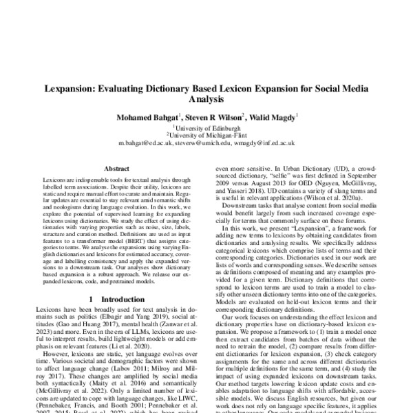 Lexpansion: Evaluating Dictionary Based Lexicon Expansion for Social Media Analysis