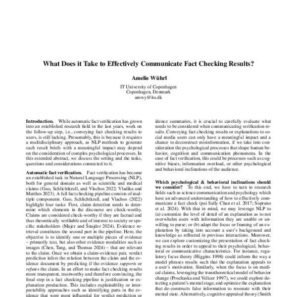 What Does it Take to Effectively Communicate Fact Checking Results?