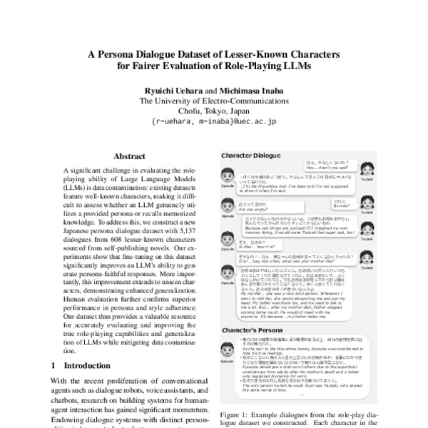 A Persona Dialogue Dataset of Lesser-Known Characters for Fairer ...