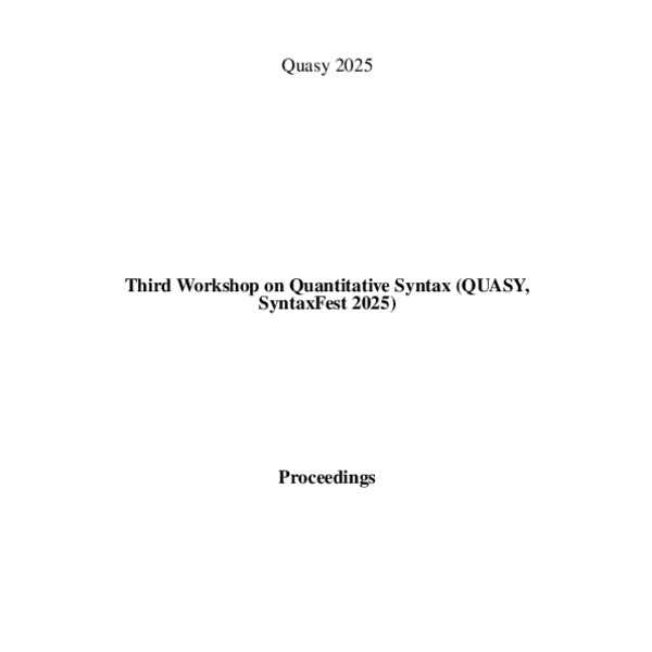 Proceedings of the Third Workshop on Quantitative Syntax (QUASY ...