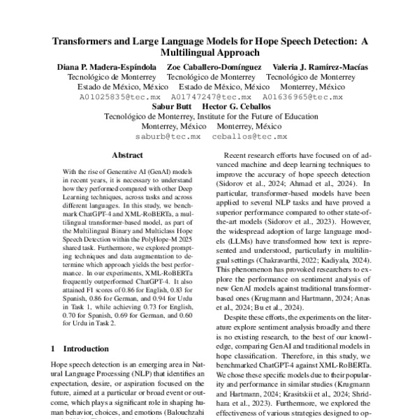 Transformers and Large Language Models for Hope Speech Detection A ...