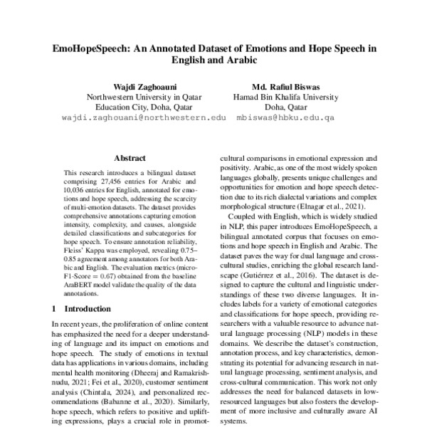 EmoHopeSpeech: An Annotated Dataset of Emotions and Hope Speech in ...