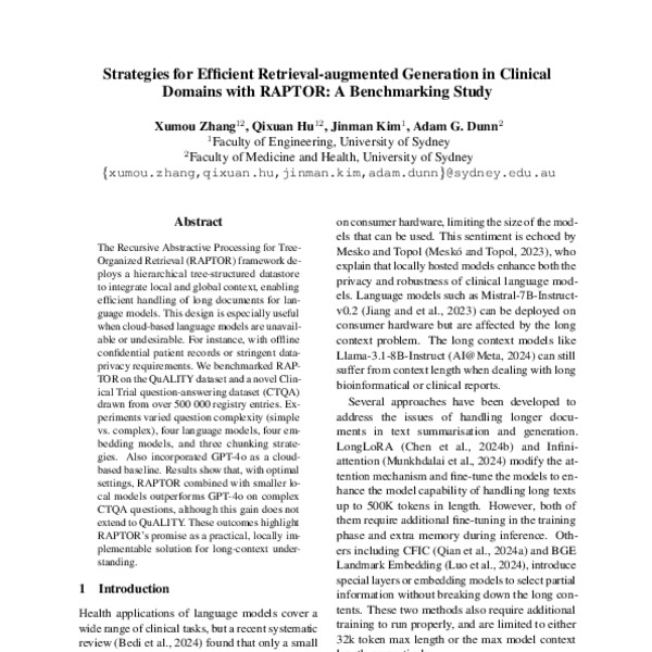 Strategies for Efficient Retrieval-augmented Generation in Clinical ...