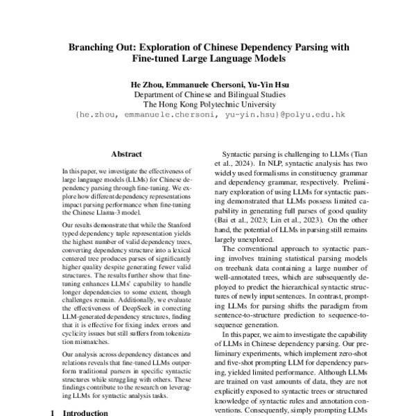 Branching Out: Exploration of Chinese Dependency Parsing with Fine ...