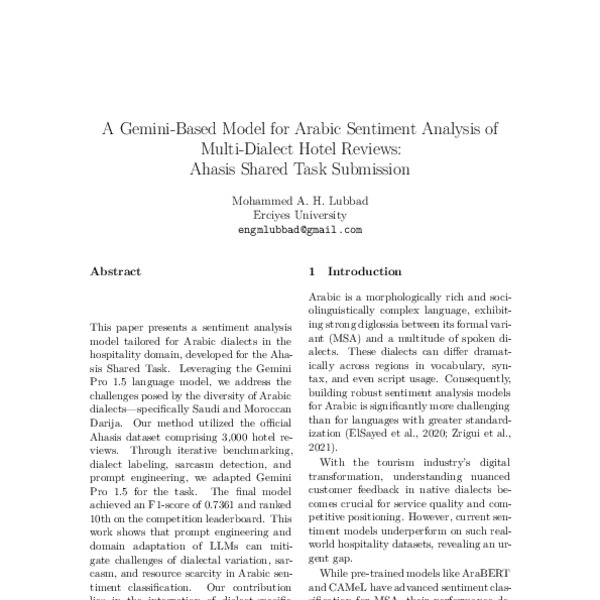 A Gemini-Based Model for Arabic Sentiment Analysis of Multi-Dialect ...