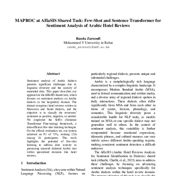 MAPROC at AHaSIS Shared Task: Few-Shot and Sentence Transformer for ...