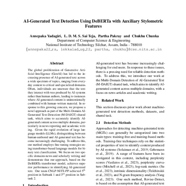 AI-Generated Text Detection Using DeBERTa with Auxiliary Stylometric ...