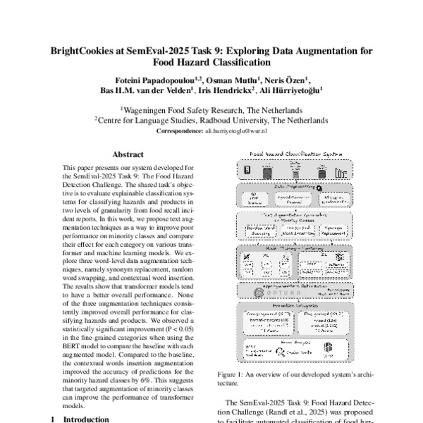 BrightCookies at SemEval-2025 Task 9: Exploring Data Augmentation for ...