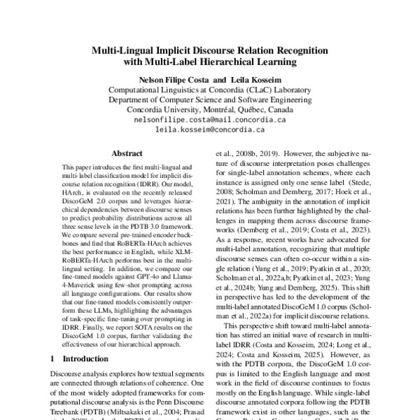 Multi-Lingual Implicit Discourse Relation Recognition with Multi-Label ...