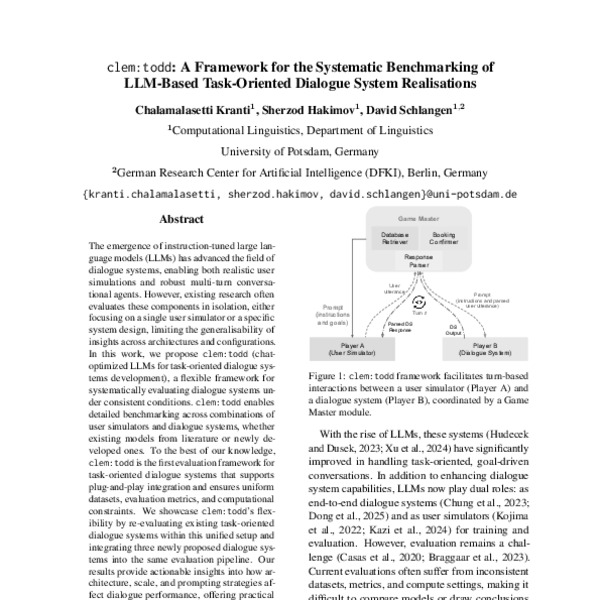 clem:todd: A Framework for the Systematic Benchmarking of LLM-Based ...