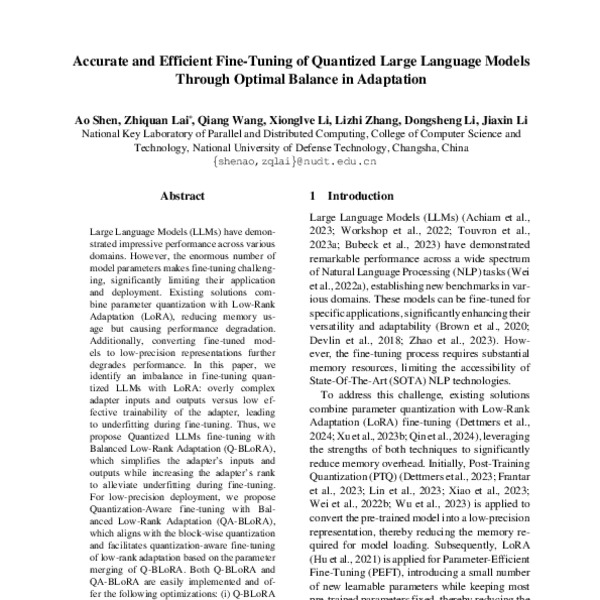 Accurate and Efficient Fine-Tuning of Quantized Large Language Models ...