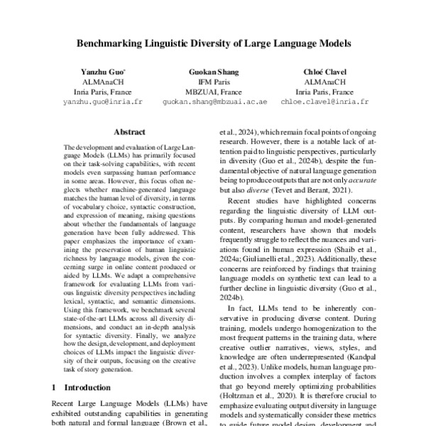 Benchmarking Linguistic Diversity of Large Language Models - ACL Anthology
