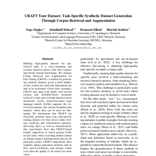 CRAFT Your Dataset: Task-Specific Synthetic Dataset Generation Through ...
