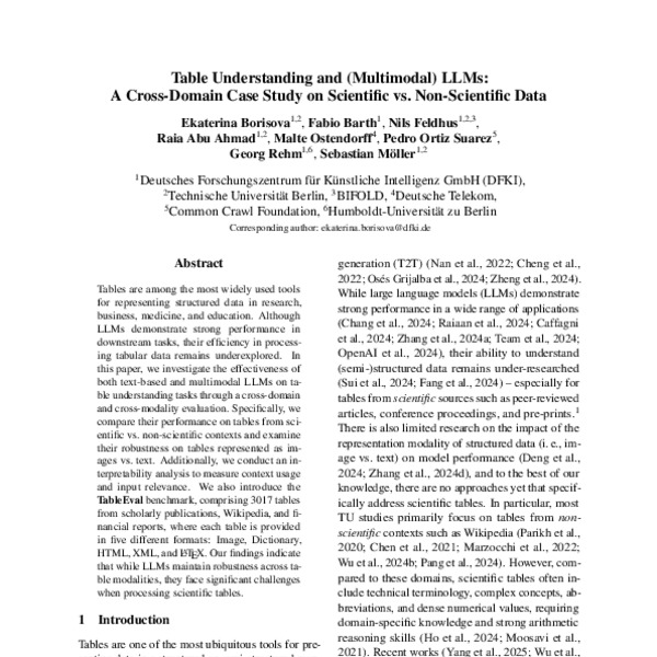 Table Understanding and (Multimodal) LLMs: A Cross-Domain Case Study on ...