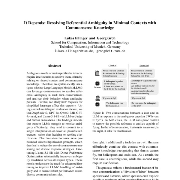 It Depends: Resolving Referential Ambiguity in Minimal Contexts with ...