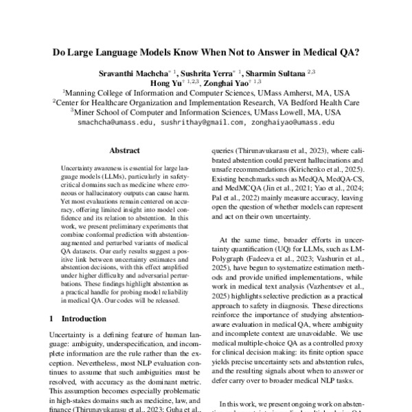 Do Large Language Models Know When Not to Answer in Medical QA? - ACL ...