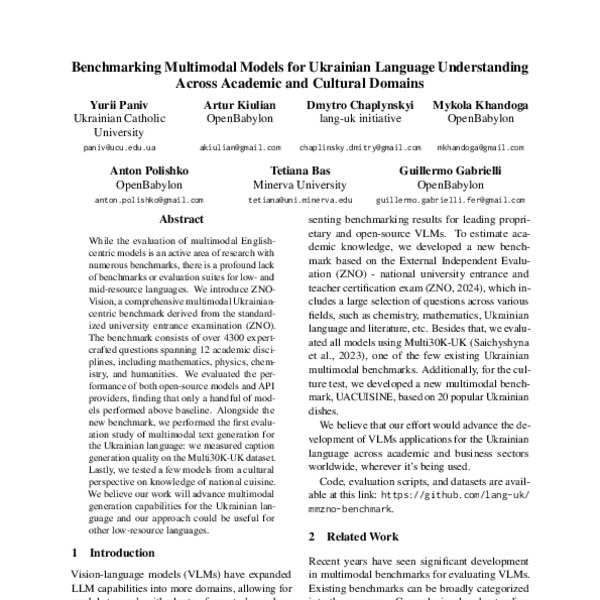 Benchmarking Multimodal Models for Ukrainian Language Understanding ...