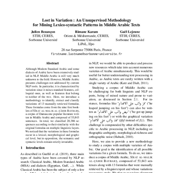 Lost in Variation: An Unsupervised Methodology for Mining Lexico ...