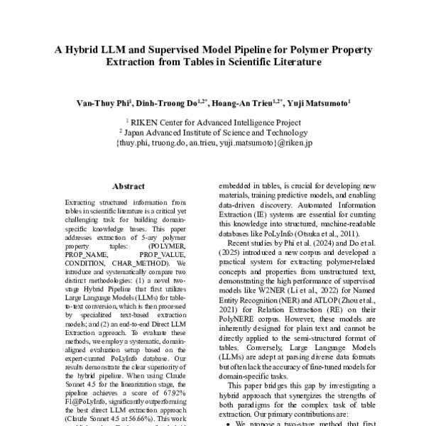A Hybrid LLM and Supervised Model Pipeline for Polymer Property ...