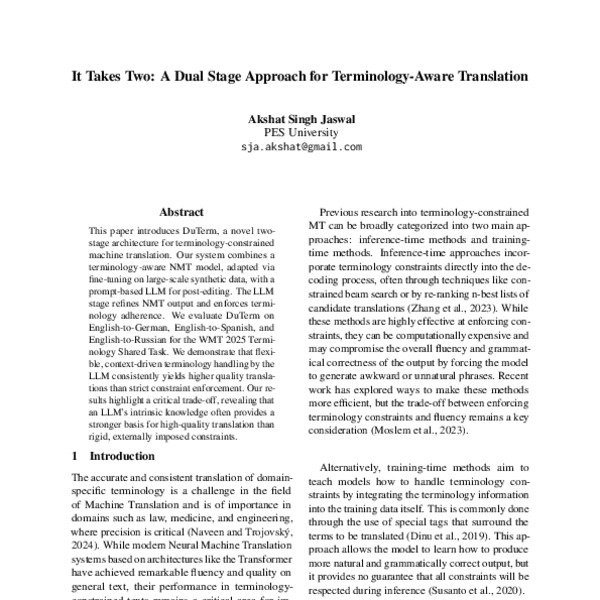 It Takes Two: A Dual Stage Approach for Terminology-Aware Translation ...