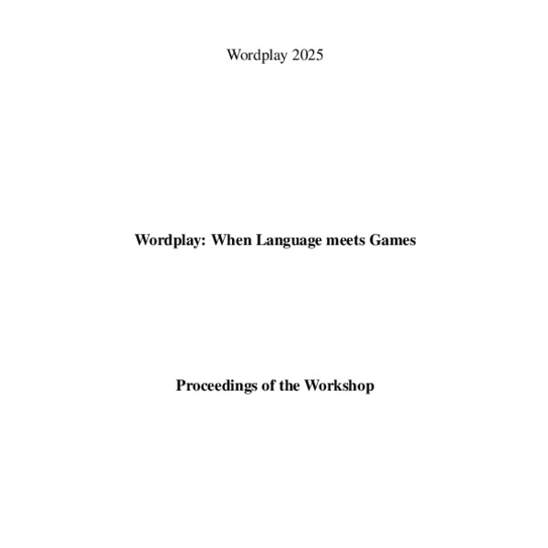 Proceedings of the 5th Wordplay: When Language meets Games Workshop ...