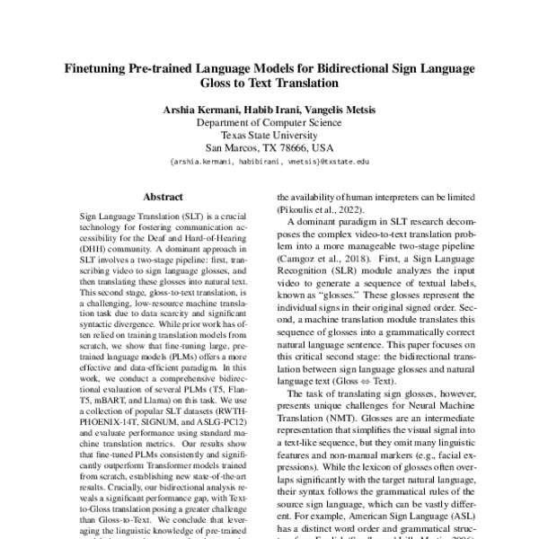 Finetuning Pre-trained Language Models for Bidirectional Sign Language ...