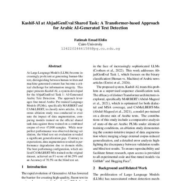 Kashif-AI at AbjadGenEval Shared Task: A Transformer-based Approach for ...